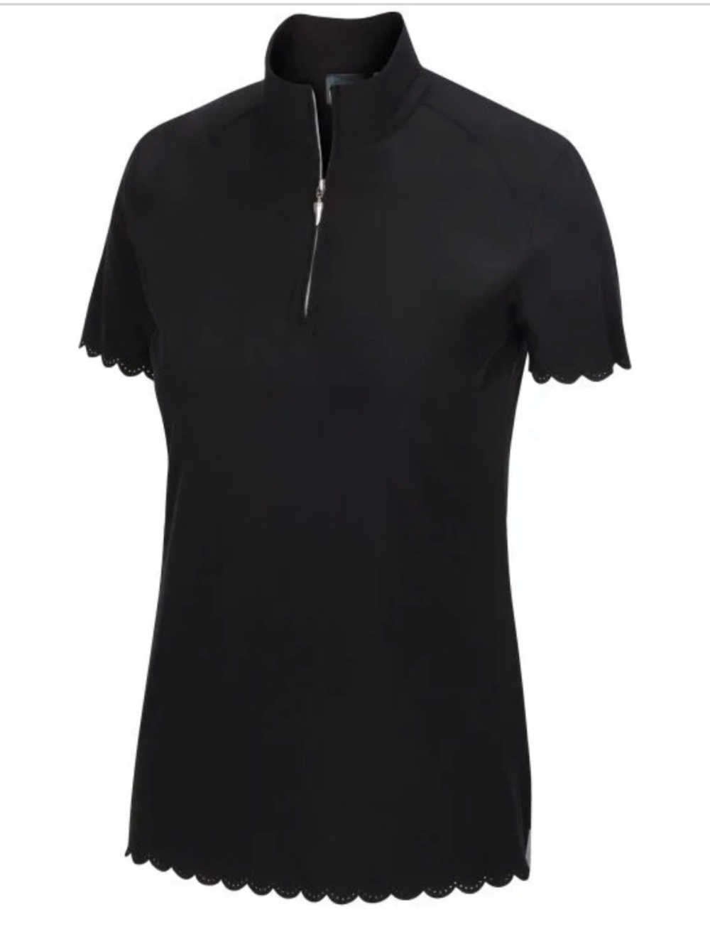 GREG NORMAN Women's Black Short-Sleeve Zip Mock Neck Top